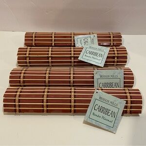 New Set of 4 Benson Mills Red Caribbean 100%  Bamboo Placemats 12" x 18"